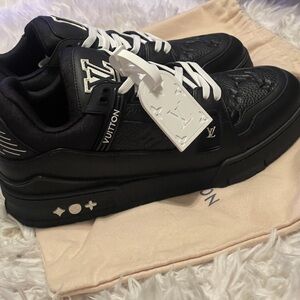 Louis Vuitton Monogram Black Sneakers with White Details
